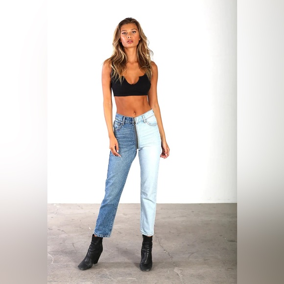 REVICE Denim - Revice Ying Yang Two Tone Cropped Jeans in Tokyo Wash Size 28